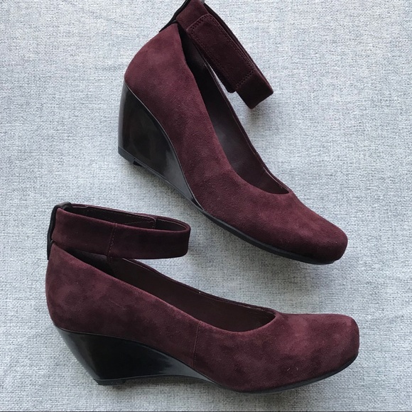 clarks suede wedges